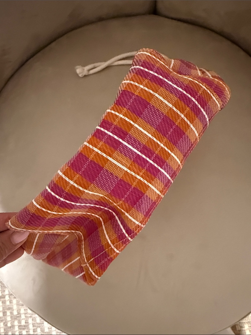 Isabel Marant Pink & Orange powden Striped Drawstring Pouch - Picture 4 of 4